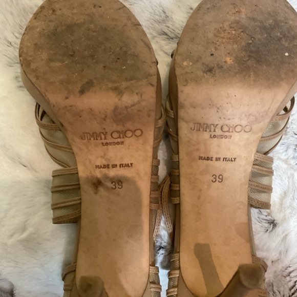 Jimmy Choo Caged Tonal Stitch Strappy Mesh High Heel Sandals sz 39 - Picture 10 of 16